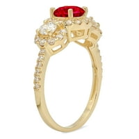 Ružičasti prsten od turmalina okruglog reza od 1,79 karata od žutog zlata od 18 karata ugraviran za godišnjicu zaruka, vjenčani prsten