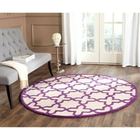 8'8'okrugli tepih od vune s geometrijskim uzorkom, svijetlo ružičasta slonovača