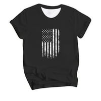 Ženska ljetna ležerna majica s printom Dan neovisnosti, Okrugli vrat, Kratki rukav, Američka zastava, zvijezde, prugasti pulover,