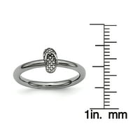 Sterling Silver Crno-platviti prsten za flip flop