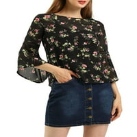 Jedinstvena Ženska Šifonska bluza s rukavima s rukavima S cvjetnim naramenicama