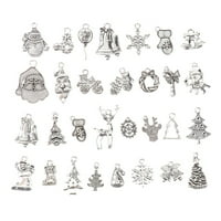 Božićni tematski set privjesaka viseći ornament _ pribor za ogrlicu i narukvicu drvo srebro