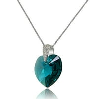 Ogrlica od plavog srca od čistog srebra ukrašena kristalima.