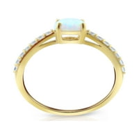 Sterling Silver 14K Zlatni oval stvoren Opal & Cubic cirkonij dragulj
