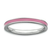 Prsten od čistog srebra s ružičastom caklinom