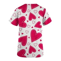 Majice za Valentinovo za žene, ljetne majice za slobodno vrijeme, izrez u obliku slova a, kratki rukav, džepne uniforme, majica s