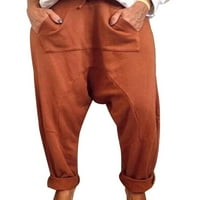 Ženske Harem hlače u donjem dijelu visokog struka rastezljive Palazzo hlače širokog kroja jesenske hlače s džepovima narančasta