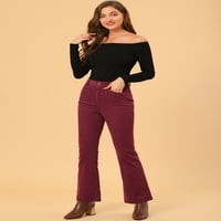 Jedinstvene ponude ženske hlače za bljesak corduroy elastične hlače s visokim strukom
