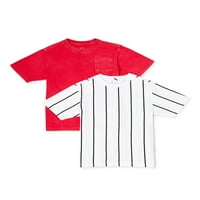 Wonder Nation Boys Print i čvrste majice kratkih rukava, veličine 4- & Husky