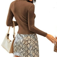 Ženski džemperi Casual jednobojni osnovni vrhovi s visokim vratom u boji kave i smeđe boje;