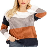 Ženski džemper Prugasti pleteni džemperi džemper s dugim rukavima vrhovi ženski pleteni pulover šik vinsko crvena ae