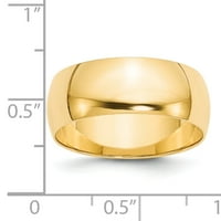 Zlato, karatno žuto zlato, lagani polukružni Prsten, Veličina 6