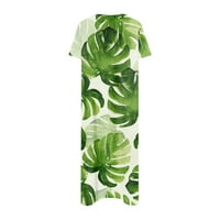 Ženske haljine Plus Size Ženska sunčana haljina na rasprodaji cvjetni izrez čamca kratki rukav duga ljetna sunčana haljina zelene
