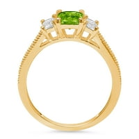 Smaragdni rez od 1,82 karata zeleni prirodni Peridot od žutog zlata 14 karata ugraviran izjava Godišnjica zaruka vjenčani prsten