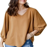 Ženska labava majica s napuhanim rukavima, ležerna Boho bluza od tunike, obična ležerna odjeća, ljetni vrhovi