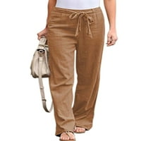 + Ženske pamučne lanene široke ravne hlače ljetne ženske Ležerne široke uske hlače
