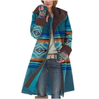 Ženski kaputi u A-listi-ležerni vrhovi s prugama s dugim rukavima, dugi kardigan, bluza, plavi kaput u A-listi