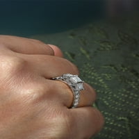 Zaručnički prsten od 10K carskog dijamanta od 10K s dijamantom izrezanim princezom i tri kamena