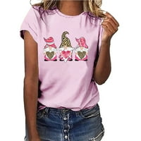 Modne majice za Valentinovo za žene majica kratkih rukava s grafičkim printom Slatki vilenjak pulover s okruglim vratom modna dukserica