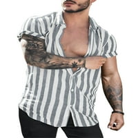 & Muška ležerna bluza na kopčanje ljetna majica Na plaži kratkih rukava s prugastim printom modni vrhovi majice