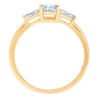 Smaragd izrezan 0,8 karata s plavim imitiranim dijamantom od žutog zlata 18 karata, prsten s kamenom za godišnjicu zaruka, veličina