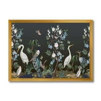 DesignArt 'chinoiserie s peonijima i pticama iv' tradicionalni uokvireni umjetnički tisak