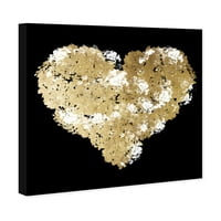 Wynwood Studio Mode and Glam Wall Art Canvas ispisuje 'zlatno srce' srca - zlato, crno