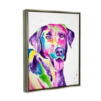 Ljubičasti laboratorijski pas sretan retriver životinje i insekti grafička umjetnost sjajna siva umjetnička grafika uokvirena zidna