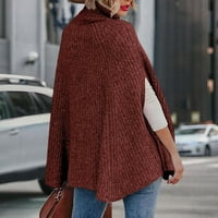 Preveliki džemper u obliku džempera, pleteni Ženski džemper u obliku vafla u obliku izreza, ležerni pulover s bočnim prorezom s gumbima,