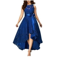 Modne ženske ljetne haljine plus veličine, elegantne haljine bez rukava s volanima, uske jednobojne čipkaste maksi haljine u plavoj