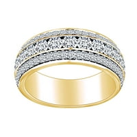 Zaručnički prsten od bijelog prirodnog dijamanta okruglog oblika u tri reda od 14k žutog zlata, veličina prstena-5