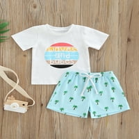 Ljetna odjeća za dječake u A-listi / Majica kratkih rukava + kratke hlače s printom na drvetu, havajski setovi odjeće za plažu