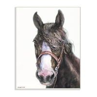 Stupell Industries Veliki konjani glava životinja akvarel za akvarel zidne ploče umjetnost George Dyachenko