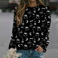 Ženska ležerna majica s printom za Noć vještica s dugim rukavima s okruglim vratom