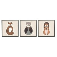 Stupell Industries stilizirani šumski portreti za životinje Djeca sova za vjeverice grafička umjetnost crni uokvireni umjetnički