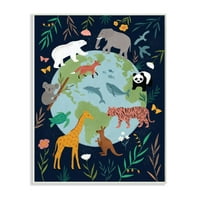 Stupell Industries Jungle Animals and Earth Nature Cvjetni dizajn granice od Nine Seven