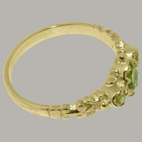 Klasični ženski prsten za obljetnicu od 18k žutog zlata s prirodnim peridotom britanske proizvodnje - opcije veličine-veličina 5,25