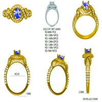 Svestrani Okrugli sintetički plavi safirni prsten od srebra i zlata od srebrnog zlata; ženski prsten za obljetnicu