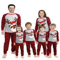 Božićni pidžama Set za roditelje i djecu, crtani Elk topovi + prugaste hlače, obiteljski Komplet odjeće