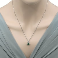 zelena ogrlica s imitacijom smaragdnog reza u obliku jastuka težine 0. Karat od srebra, 18
