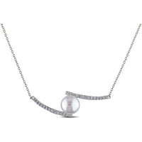 Modna ogrlica od sterling srebra s bijelim safirom i kultiviranim slatkovodnim biserima bijeli gumb i nakitom u karatu, 18