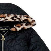 Pistachio Girls prekrivena jakna od puhača s leopard fau krznom oblogom, veličina 4-6x