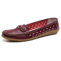 ; / Ženske Ležerne ravne natikače s izrezima ženske lagane cipele za hodanje s klinovima u boji crvenog vina s izrezima 5