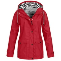 Zimske jakne za žene na rasprodaji za žene jednobojna vanjska kišna jakna Plus veličina vodootporna kišna jakna s kapuljačom otporna
