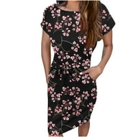 Ženske haljine Plus size 3.0 ženska ležerna široka haljina s kratkim rukavima s kratkim rukavima s cvjetnim printom sarafan s džepovima