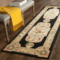 Jednostavan za čišćenje tepih od cvjetnog obruba, tamnoplava boja bjelokosti, 4' 6'