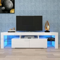 Moderni bijeli stalak za televizor u boji, LED stalak za televizor s pozadinskim osvjetljenjem na daljinskom upravljaču, zabavni