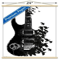 Zidni poster gitara svijeta iz vrana s drvenim magnetskim okvirom, 22.375 34