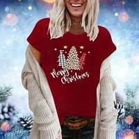 Zabavne božićne Ženske majice kratkih rukava s božićnim printom široke majice puloveri vrhovi