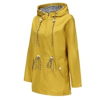 Ženska majica s kapuljačom ženska jednobojna s kapuljačom, uski džep, prugasta kapuljača, vjetrovka, kaput za žene, žuti;